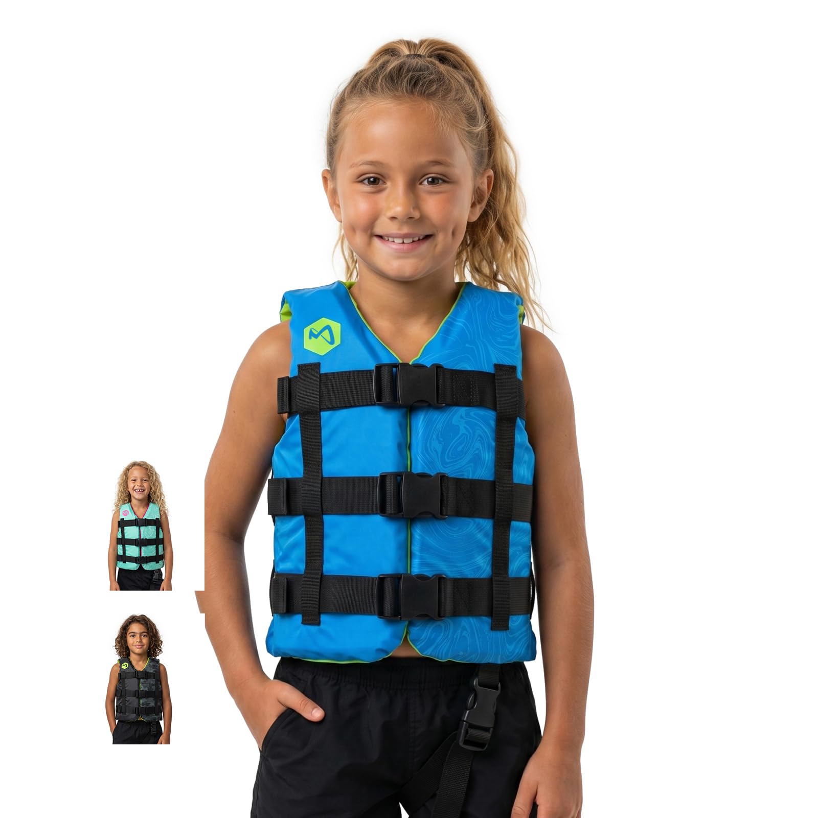 MESLE Schwimmweste Kinder H210 Junior mit Schrittgurt, 25-40 kg, Schwimmhilfe für Mädchen & Jungs, Leichte 50N Auftriebsweste 6-10 Jahre, Prallschutzweste Kind für SUP, Kajak