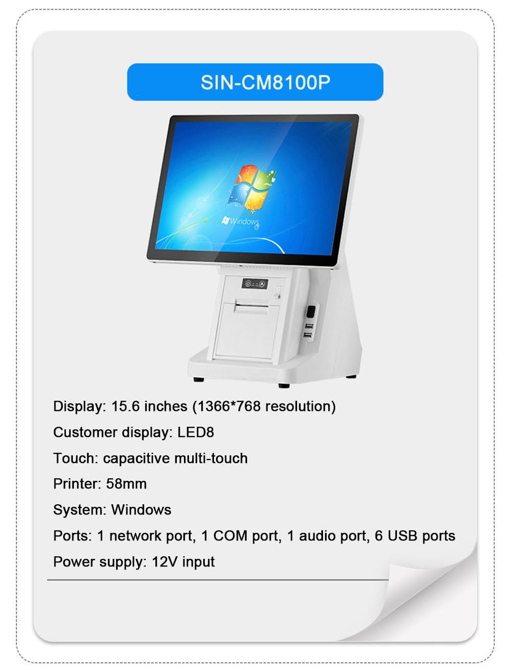 Registratore di Cassa Telematico,Angolazione Regolabile con Una Mano,8GB + 258GB,Registratore Cassa per Minimarket,Centri Commerciali,Supermercati,Ristoranti,caffè,58mmPrinter
