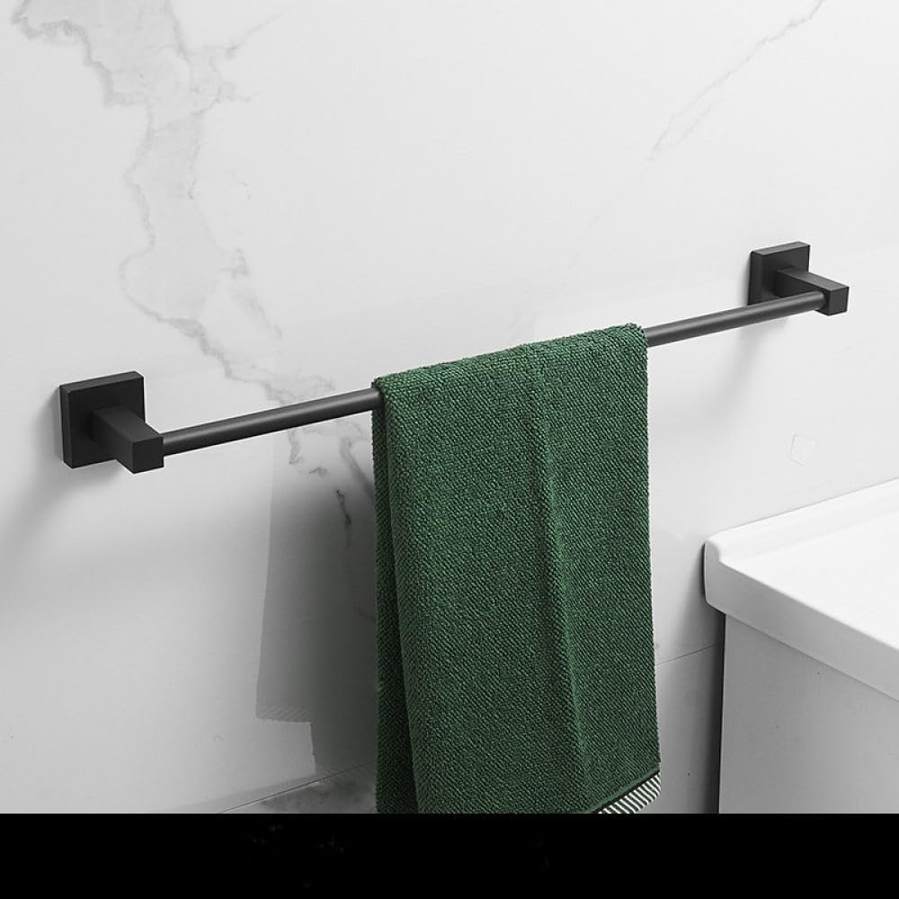Matériel de salle de bain en aluminium noir avec porte-serviette élégant