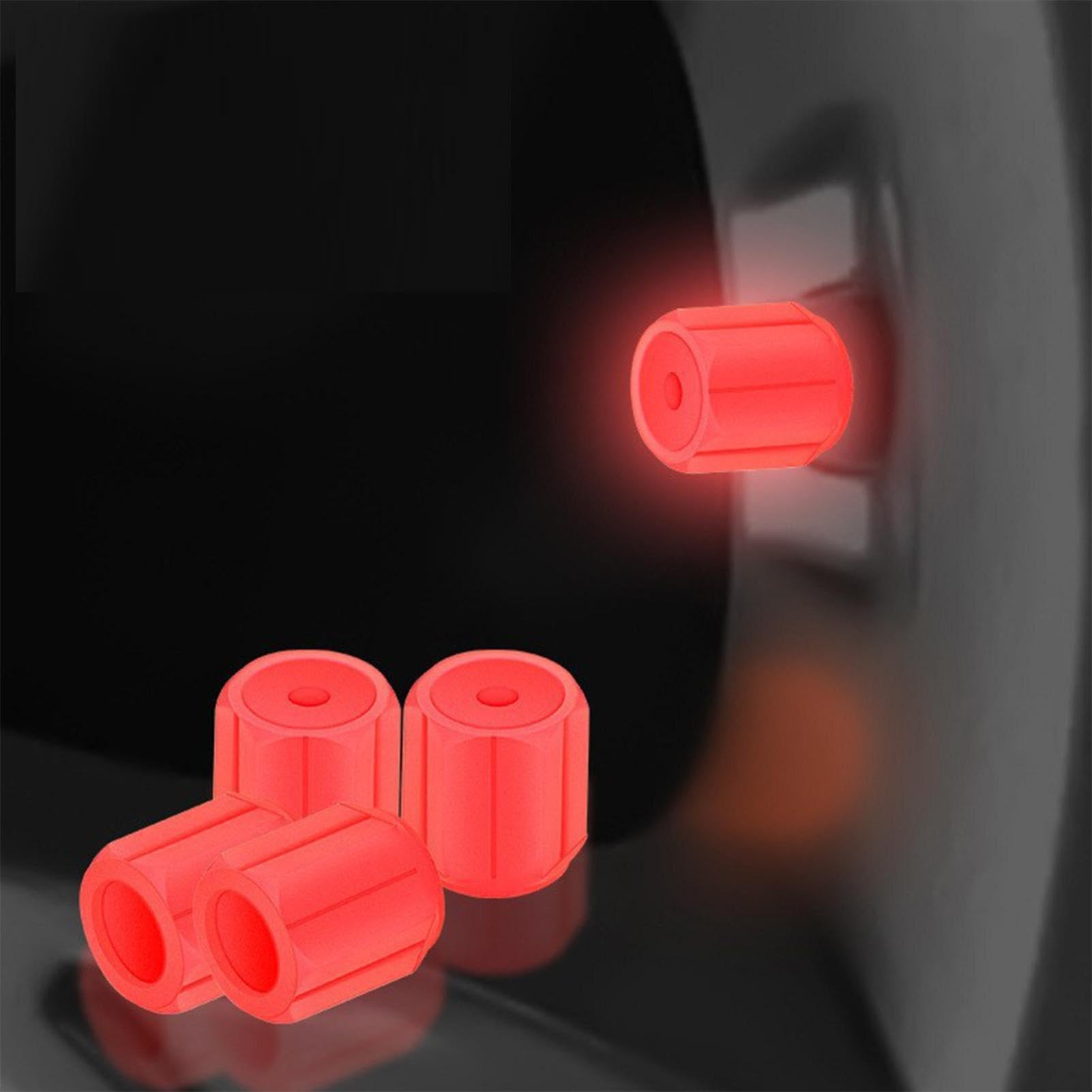 Fluorescencyjne nakładki na zawory do opon, 8 sztuk, 0,8 cm, uniwersalna dekoracja samochodu, świecące zaślepki zaworów - do bezpiecznej jazdy w nocy, SUV-ów, ciężarówek, rowerów, sedanów