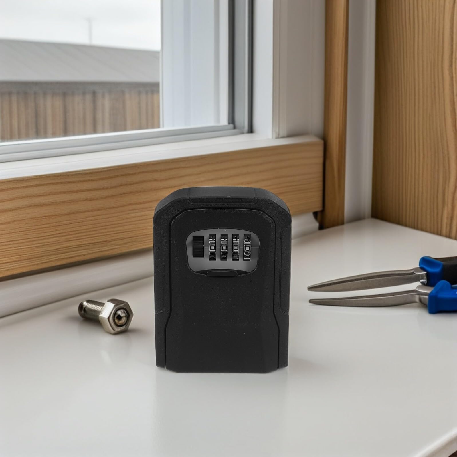 Boîte à Clés Extérieure Alliage Aluminium Coffre Sécurisé Anti-vol avec Serrure à Combinaison Chiffres Étanche et Résistante Aux Intempéries pour Maison Bureau Location
