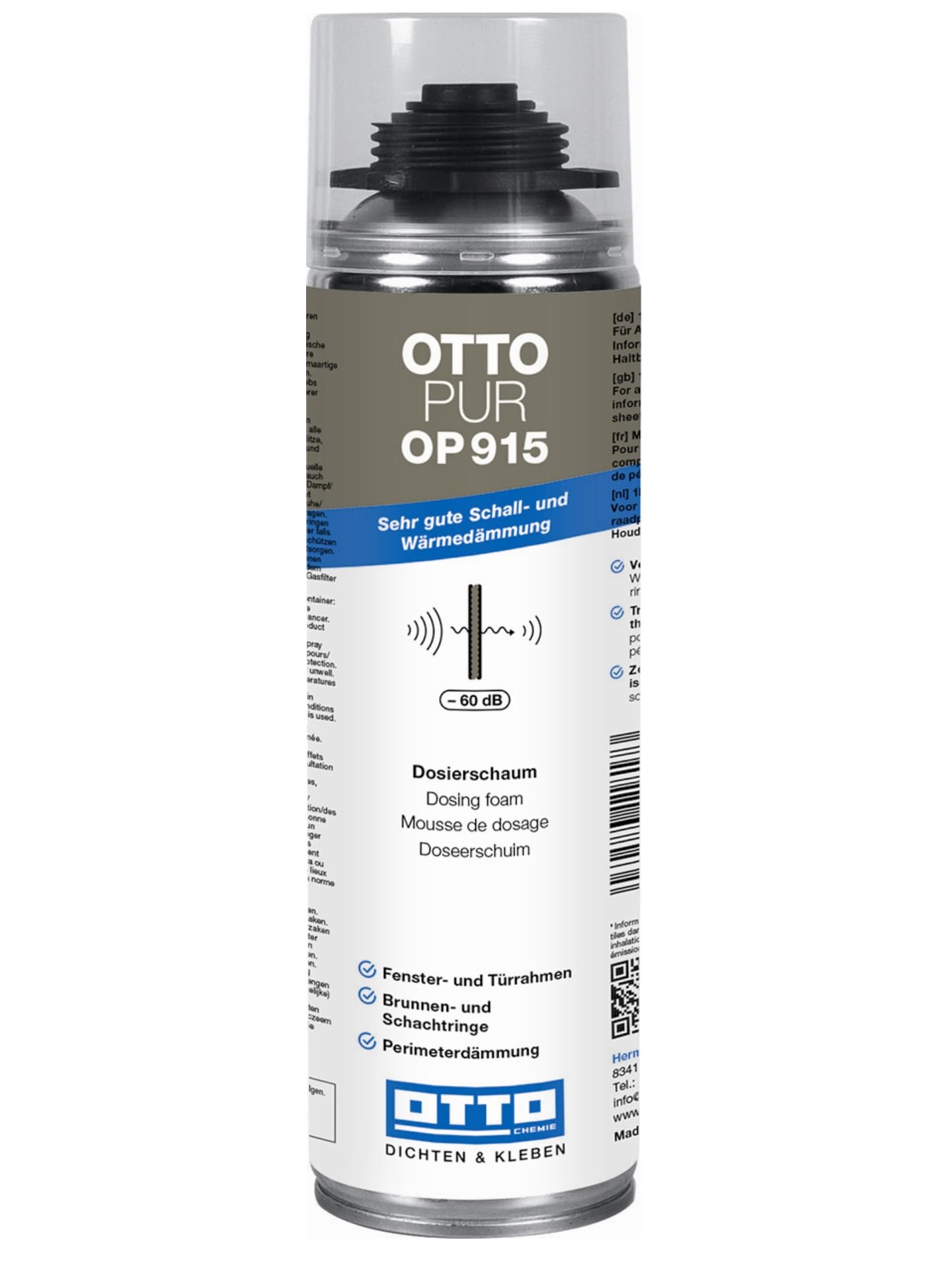 12 x OTTO-PUR OP915 500 ml Pistolenschaum Montageschaum Für Verfüllung, Dämmung & Isolierung, Luftdichter Und Wasserfester Bauschaum Brunnenschaum Schallschutzschaum 60 dB für Schaumpistolen