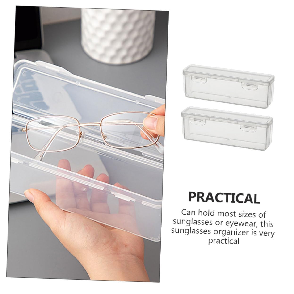 CALLARON 8pezzi Organizzatore Occhiali Da Sole Plastica Custodie Trasparenti e Portatili Per Viaggi Multiuso Per Occhiali e Piccole Cose
