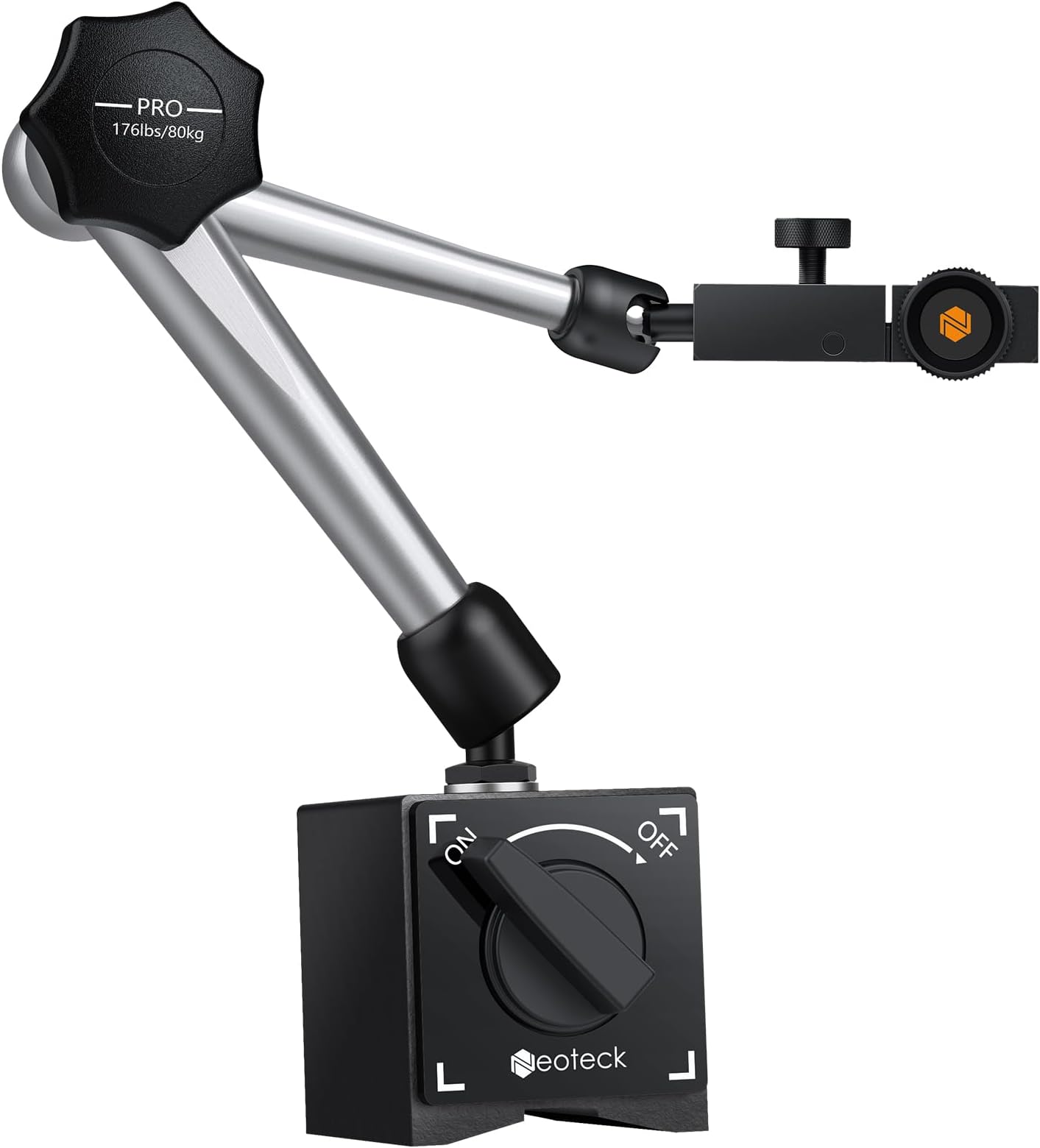 Neoteck Magnetic Base Stand for Digital Dial Indicator Gauge 176lbs/80kg Max Pull - Silver