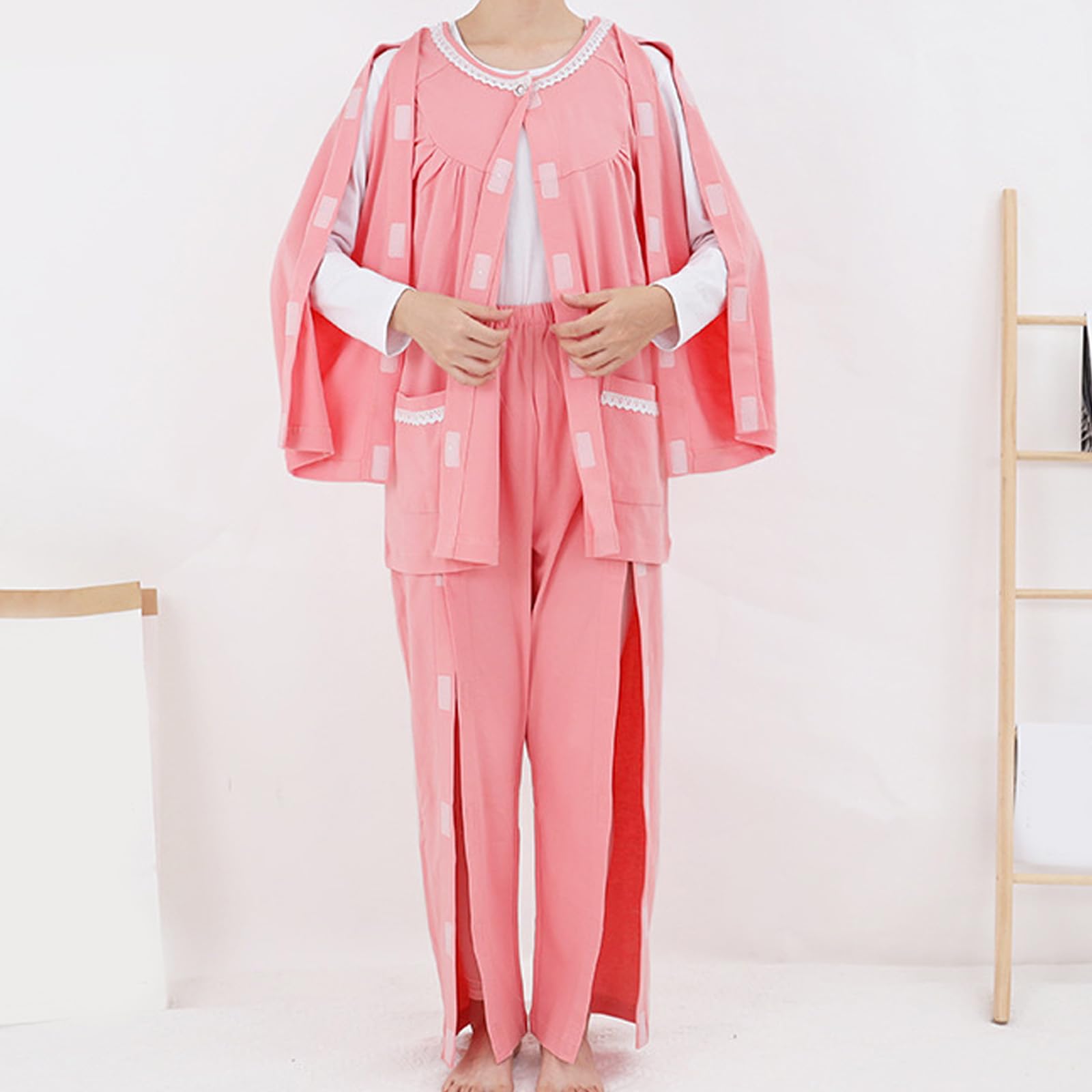 Ropa para el cuidado del paciente, Medical Patient Clothes M L XL 2XL Blue Pink(Roze,Medium)