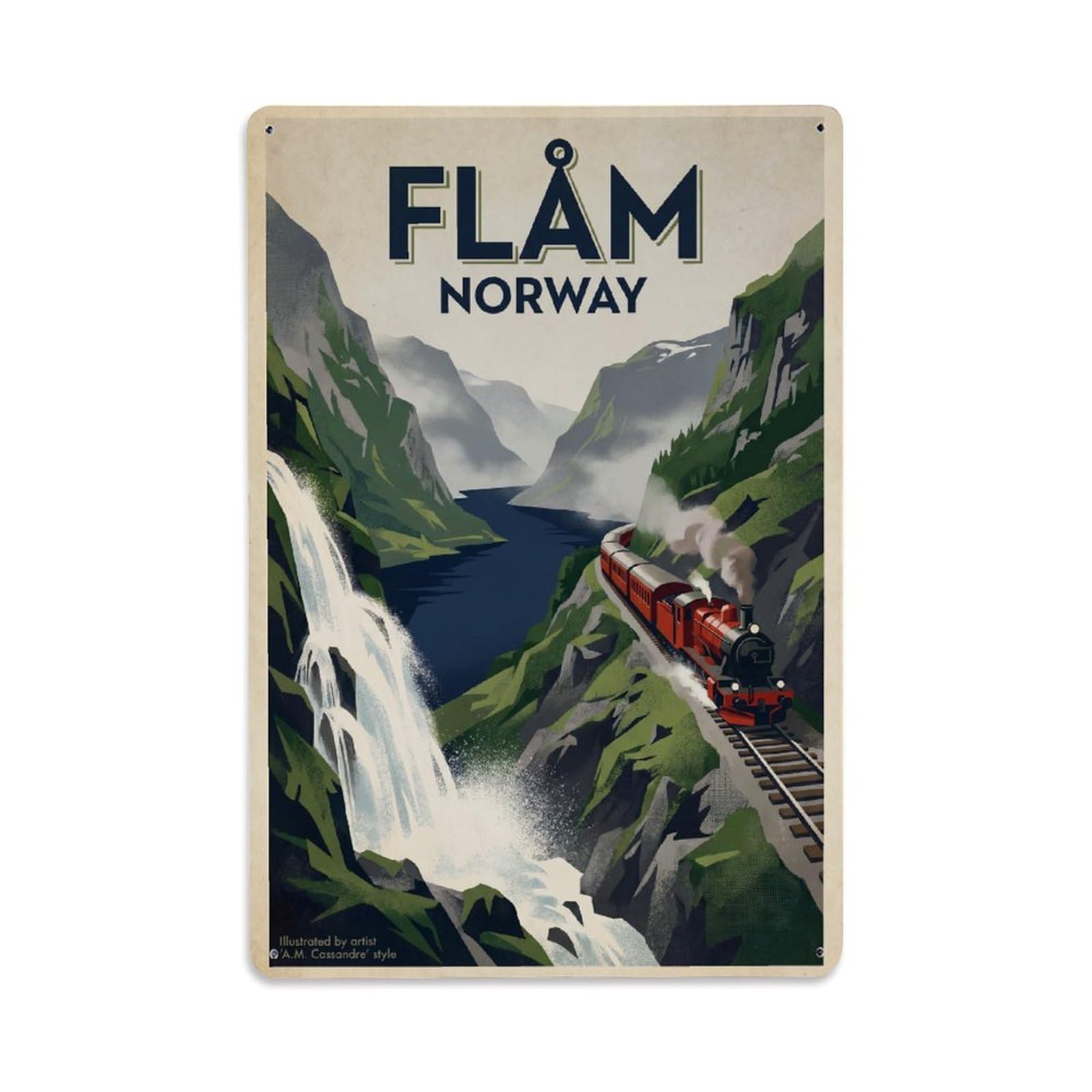 Norway Flam Retro Travel Metal Tin Sign