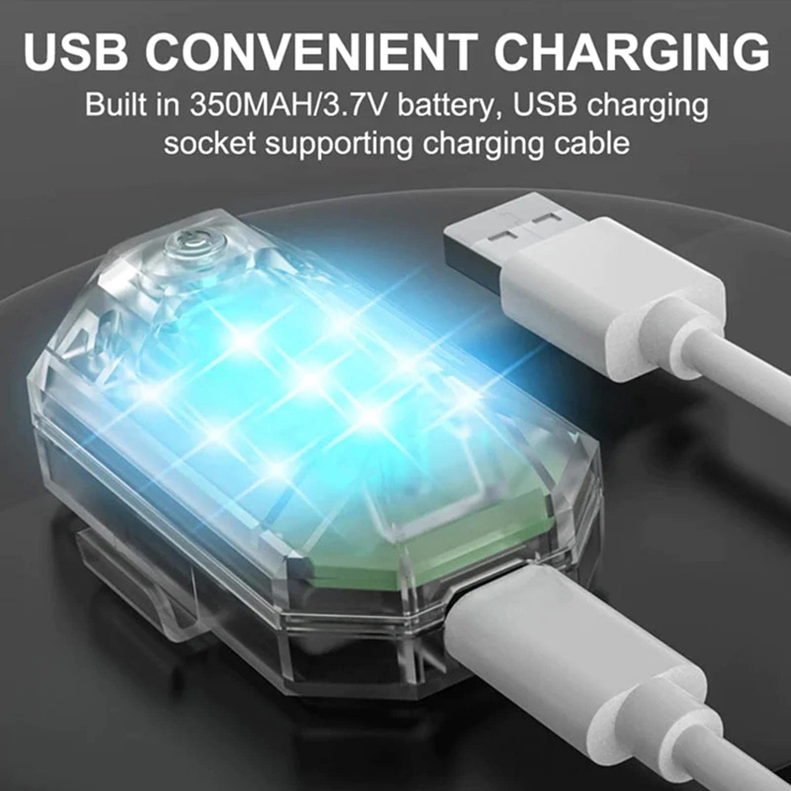 Luci stroboscopiche a LED a 7 colori, luci a LED wireless per auto, luci lampeggianti per veicoli, luce a LED per moto, luce stroboscopica ricaricabile per auto, luce di segnalazione notturna anticoll
