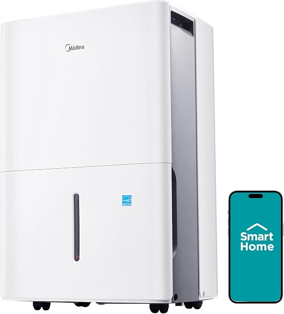 Midea 1,500 Sq. Ft. Energy Star Certified Dehumidifier With Reusable Air Filter 22 Pint 2019 DOE (Previously 30 Pint) - Ideal For Basements, Large & Medium Sized Rooms, Bathrooms (White)