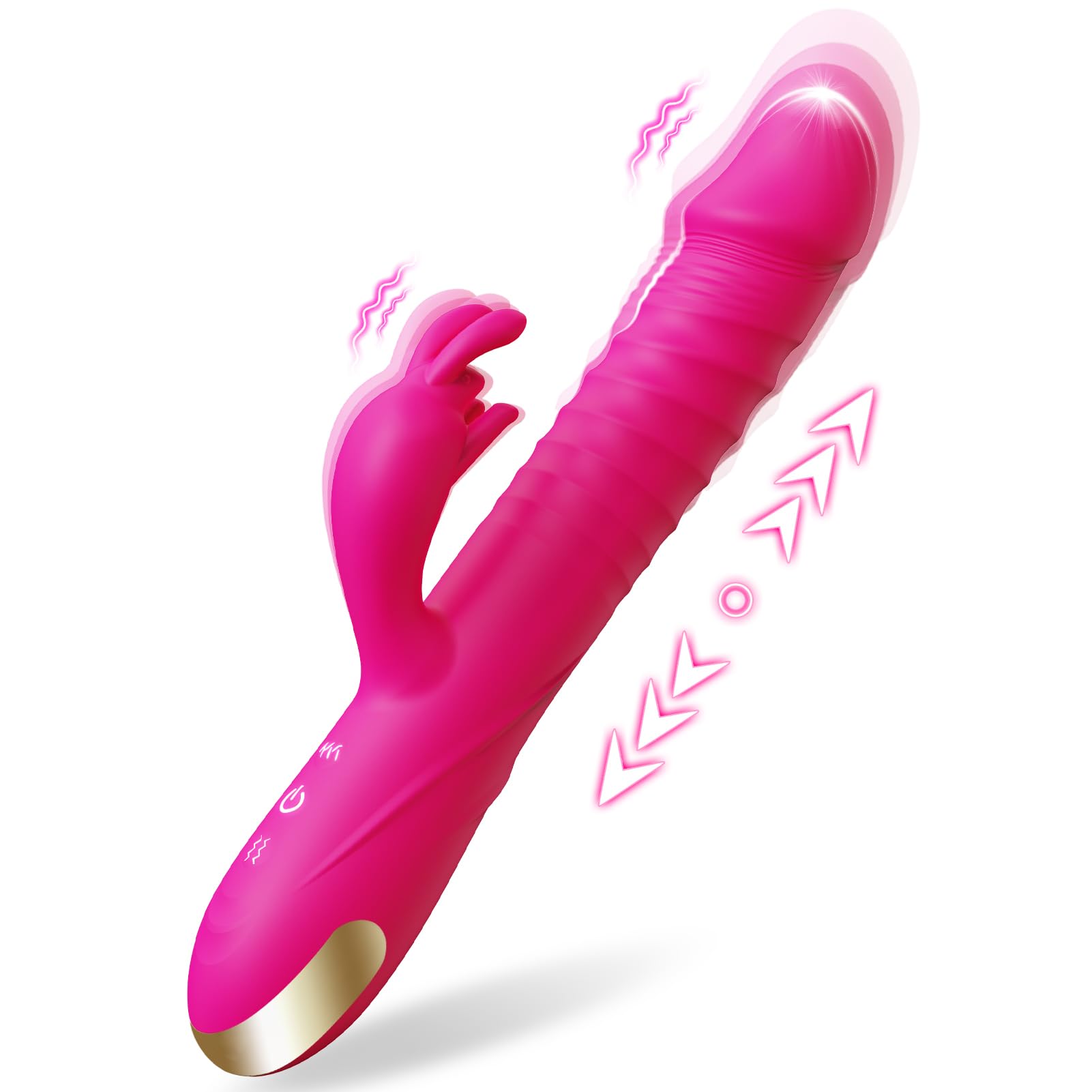 SUPOLA - Vibrador consolador de empuje, juguetes para adultos para mujeres, juguetes sexuales, consoladores, vibrador de punto G con conejo, 3 empujes rápidos, 10 modos de vibración, estimulador de clítoris de silicona, juguete sexual para adultos para mujeres y parejas.
