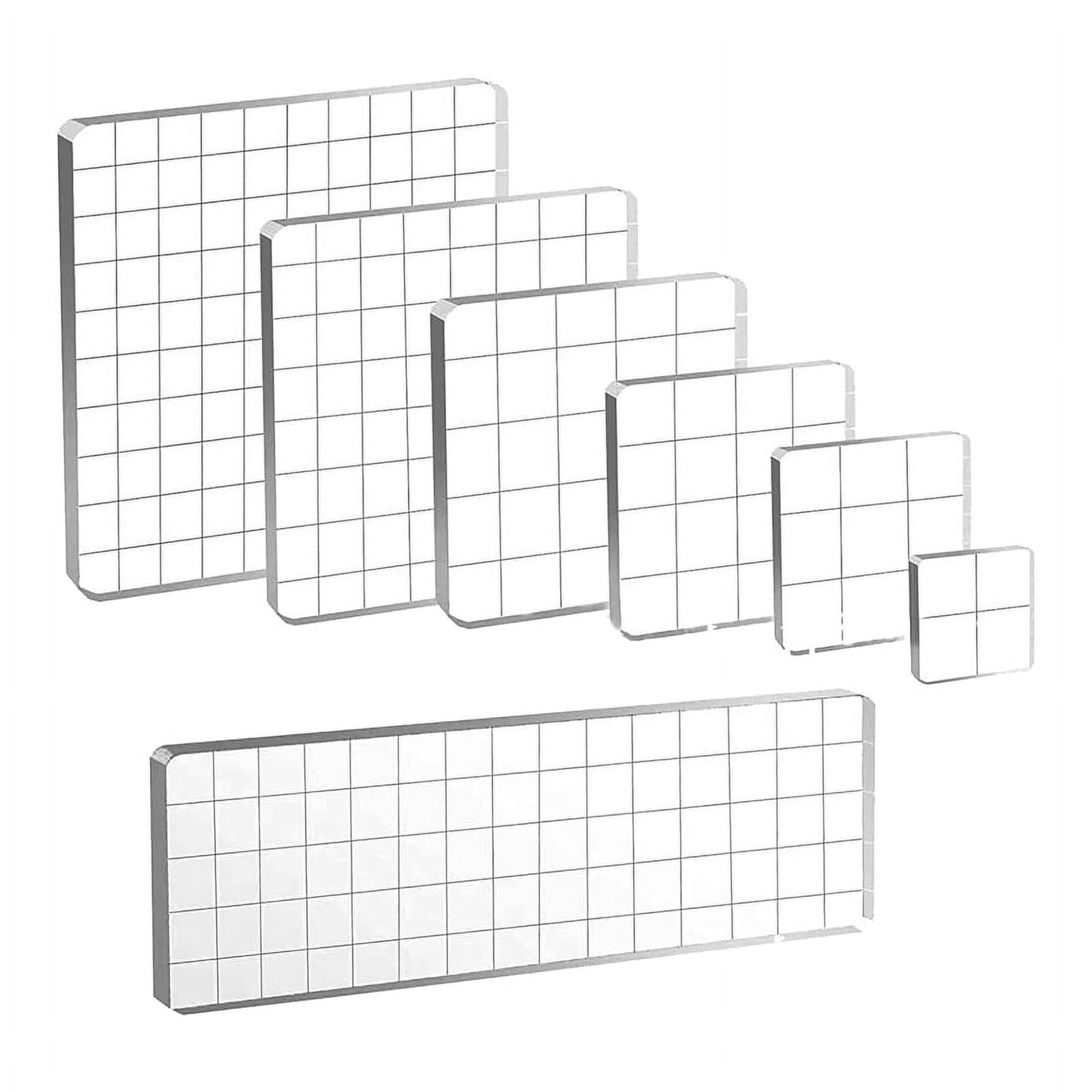 Mubsar Acrylic Stamp Blocks Set Clear Stamping Blocks with Grid Lines Stamping Tool Blocks for Scrapbooking DIY Crafts Card Making