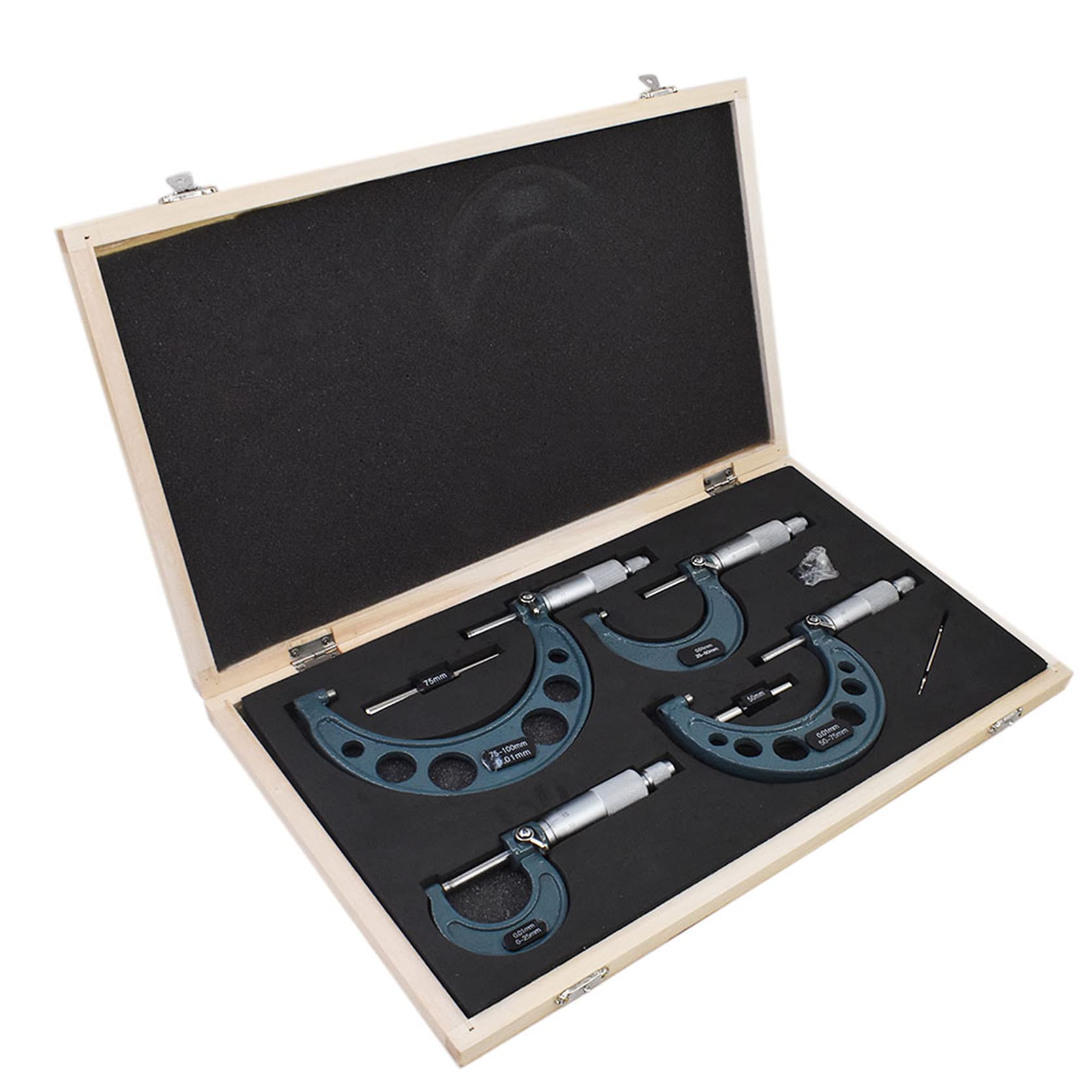 0-4In Outside Micrometer & Accessories, Professional 0.0001 Precision Machinist Tool W/Carbide Tips for Industrial Measuring Tools (4-Pack)