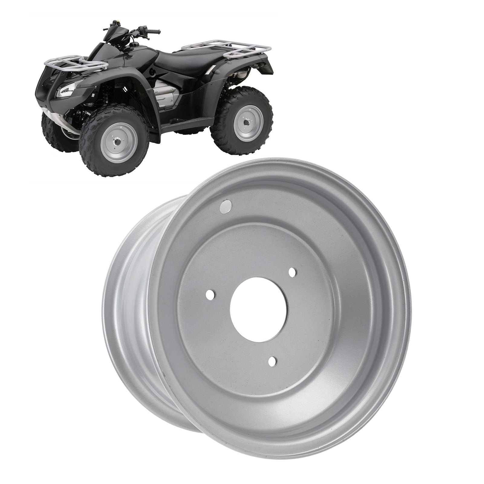 Drfeify Jante de Roue de VTT, Construction en Alliage d'aluminium, Moyeu de Roue de 8 Pouces, 3 Trous, Idéale pour les VTT, les Karts et les Buggies de Plage (Largeur avant 140 mm / 5,5 pouces)