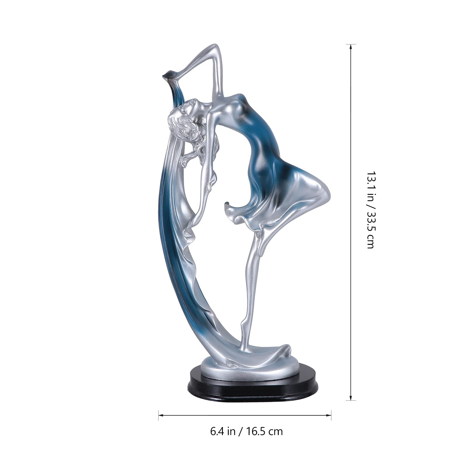 UKCOCO Figurine Danse de Salon en Résine Bleue, Décoration de Bureau Élégante Silhouette de Danseuse, Ornement Classique pour Décoration Intérieure