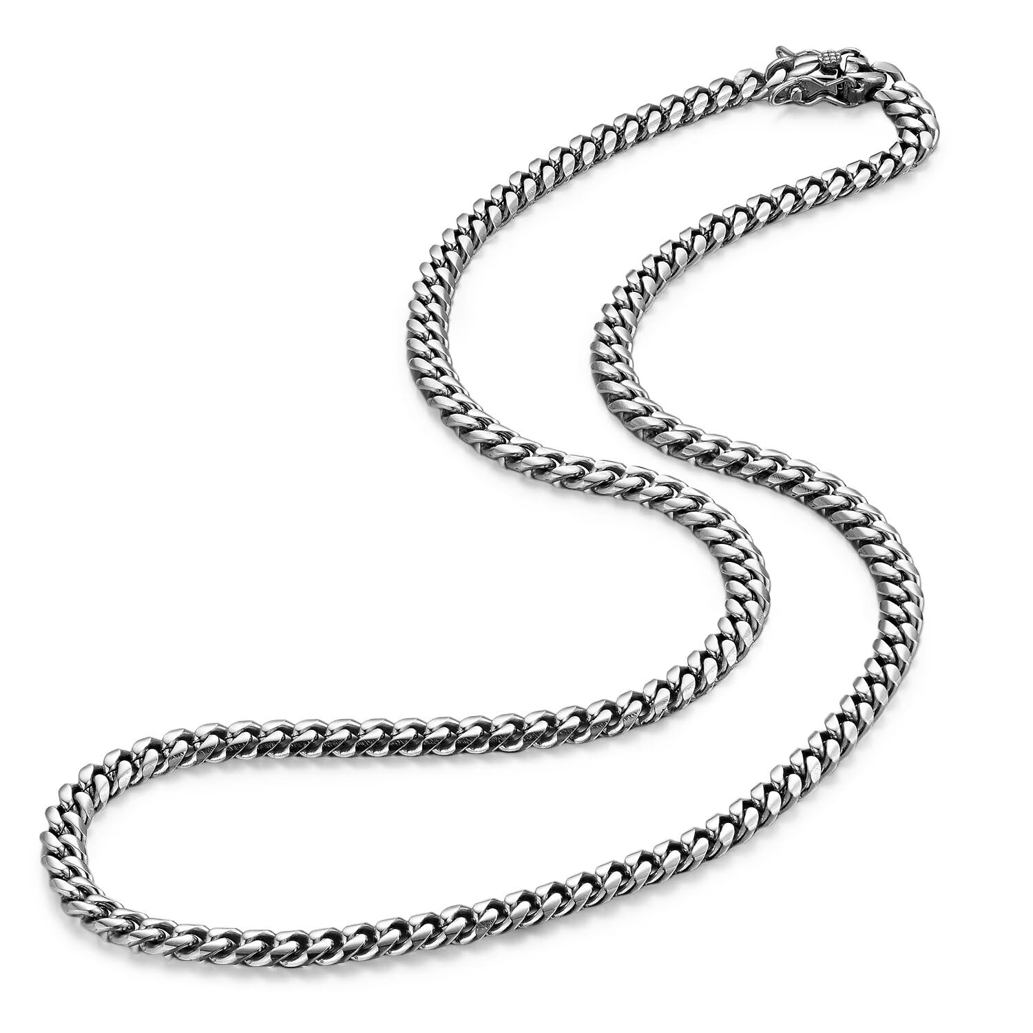 BIYONGDE 6MM Width Mens Miama Cuban Link Chain Pendant Necklace with Double - Lock Clasp Punk Rock