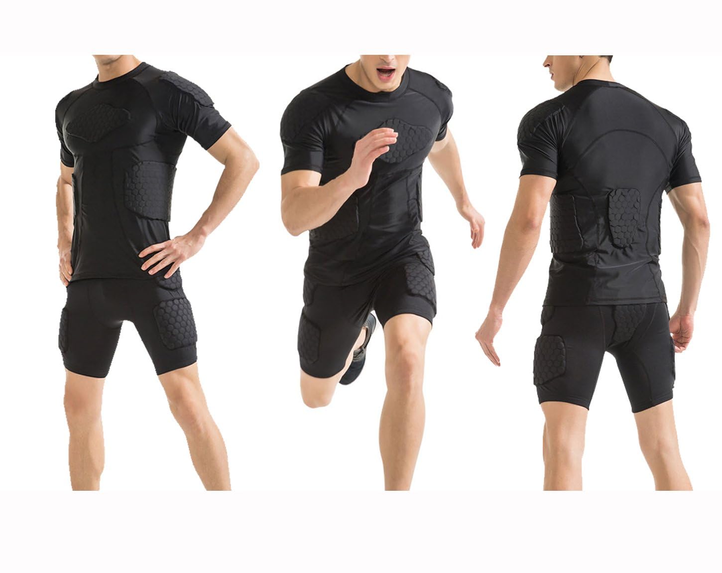 Camiseta Deportiva Acolchada de compresión – para hombres y jóvenes. Protector de Guardia De Seguridad de manga corta – Camiseta para baloncesto, fútbol, Paintball, Hockey, Rugby, Ciclismo y otros deportes de contacto