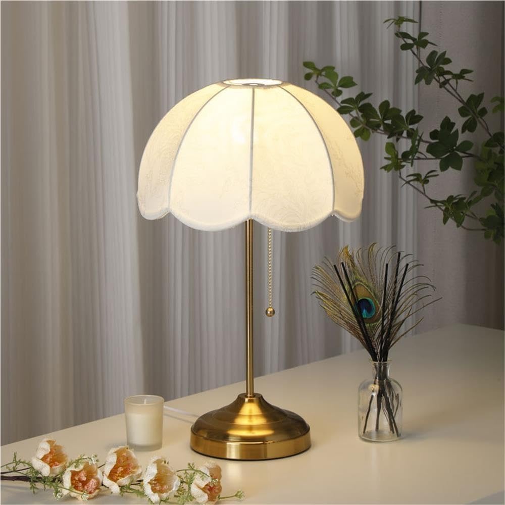 Lampada da comodino vintage ferro battuto, lampada tavolo paralume tessuto
