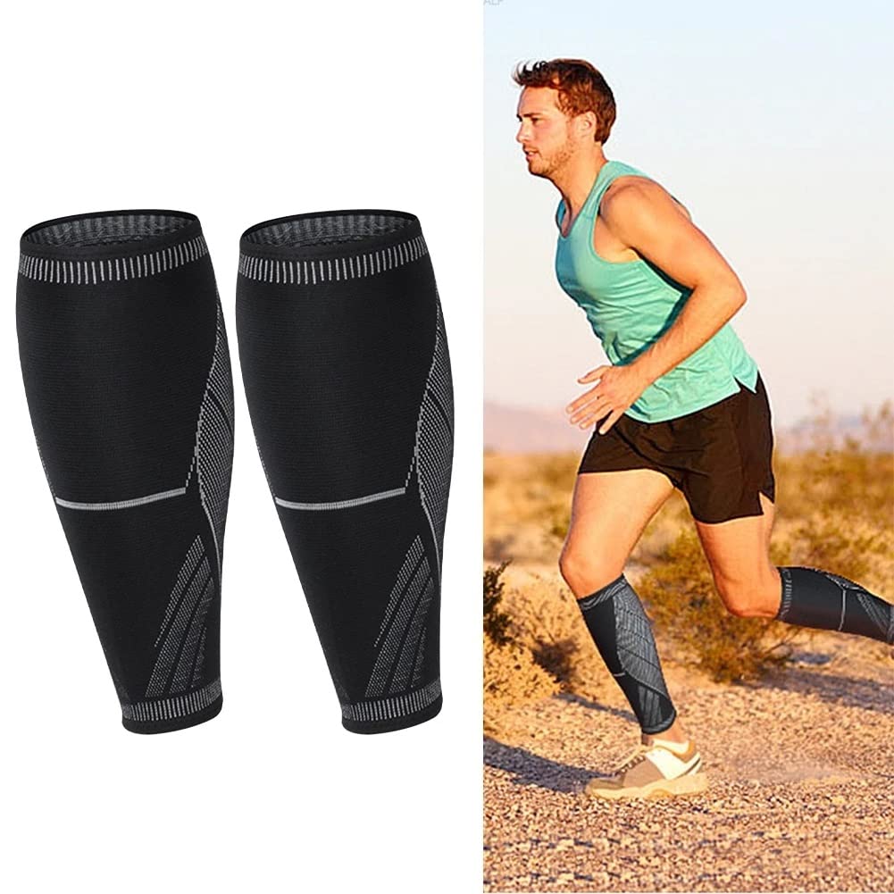 JFDBGU 1pair Women Men Elastic Compression Anti Slip Outdoor Sports Calf Sleeve Brace Cycling Running(L)