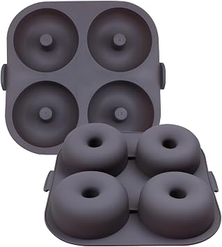 Silicone Donut Pan for Baking, 4-Cavity Mold | Non-Stick Silicone, 8.5cm Cavity Diameter, Easy Release Design, Oven Safe, Bagel & Scone Mold