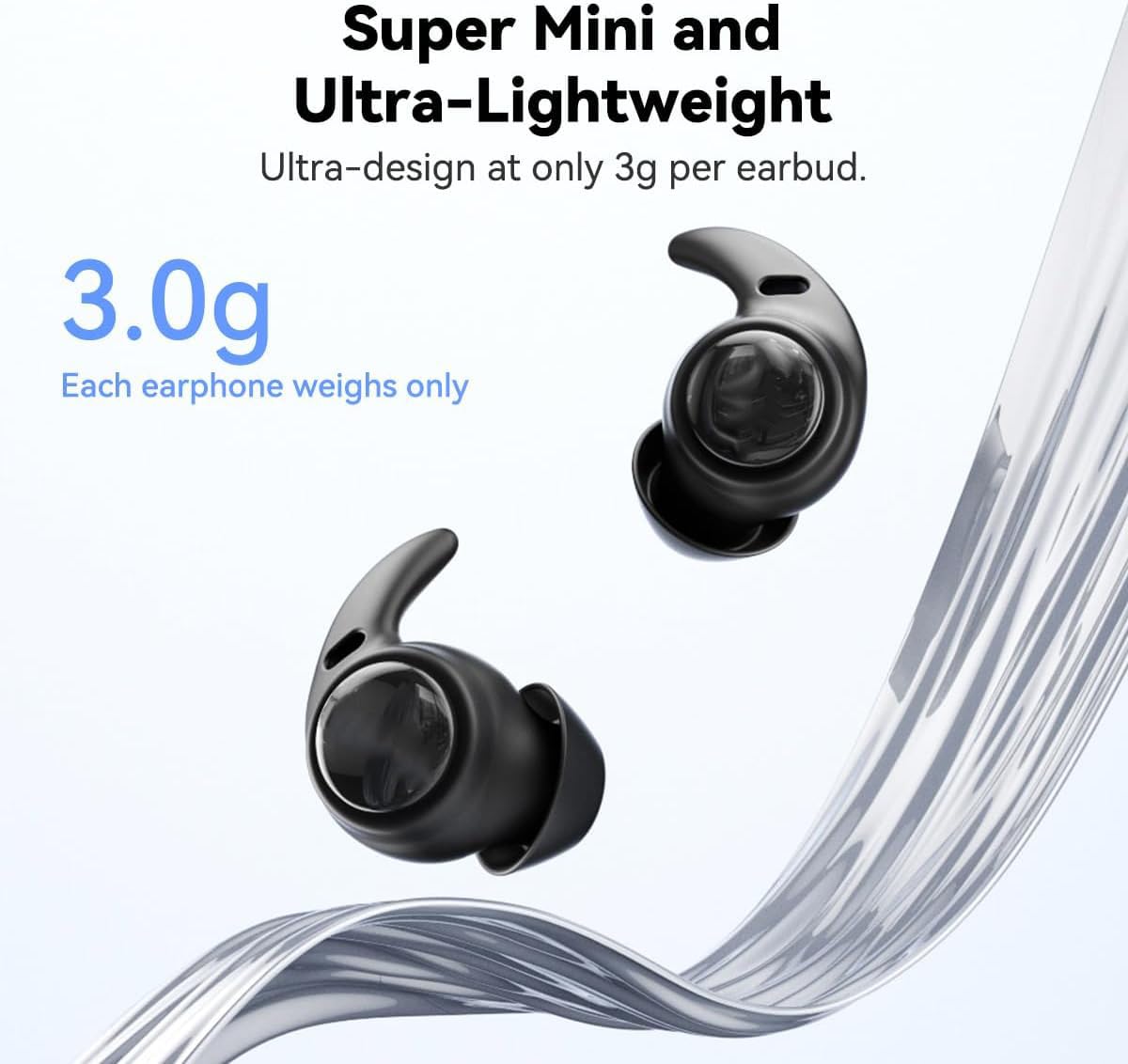 NE76 Écouteurs de sommeil Bluetooth de 15,2 cm, traduction IA en temps réel, 150 langues, mini écouteurs étanches pour dormeurs latéraux pour voyage, éducation, réunions d'affaires, noir