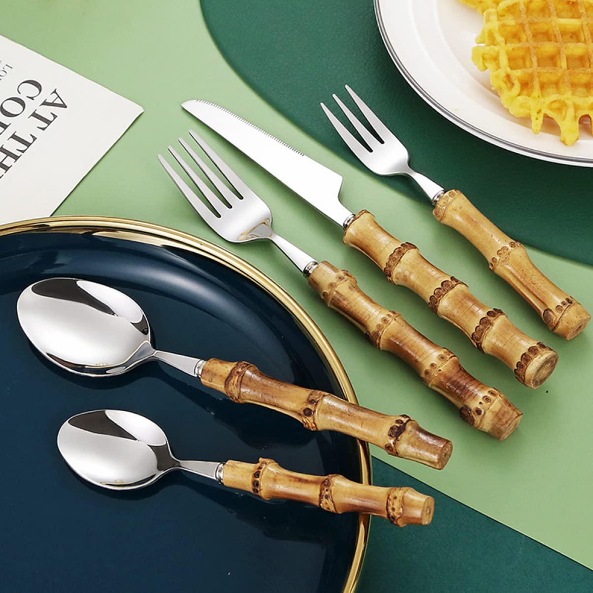 Amosfun 3 Set Set di posate in gadget ciotole da tavola cutlery set kit taglierino cucchiaio posate per cibo occidentale Acciaio inossidabile
