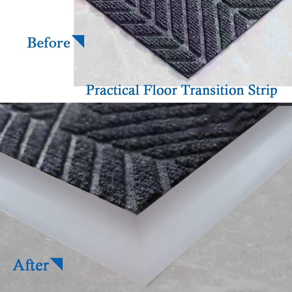 Bande de transition de sol autocollante en PVC pour moquette et revêtement de sol, convient pour une hauteur de seuil inférieure à 5 mm (3 m, gris)