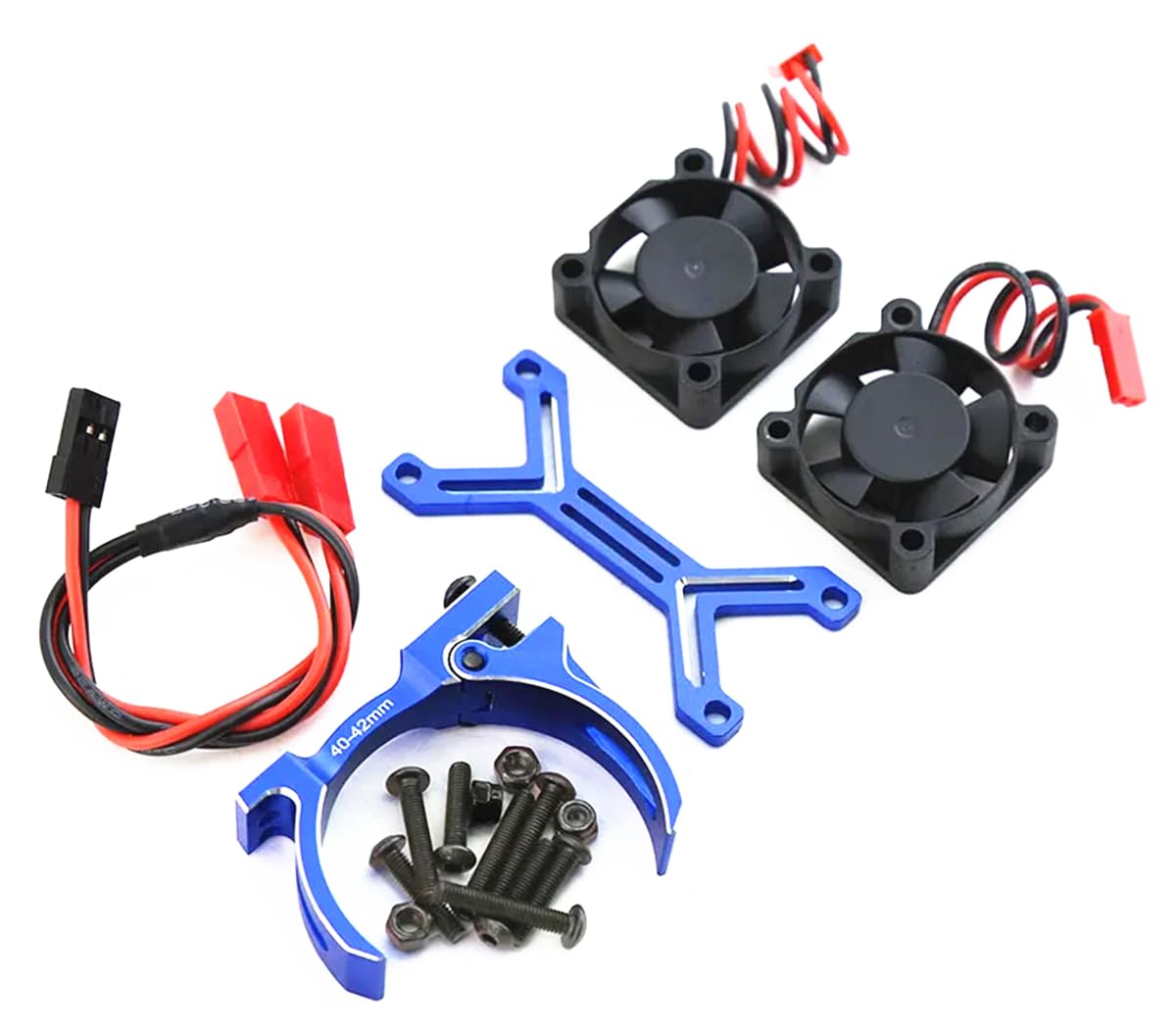 RC Motor Heatsink Dual 20000rpm 30mm Cooling Fan 40-42mm Adjustable Mount for 1/7 1/8 Arrma 4074 Motor, for 4274 4068 4268 Motor Upgrades Part(Navy Blue)