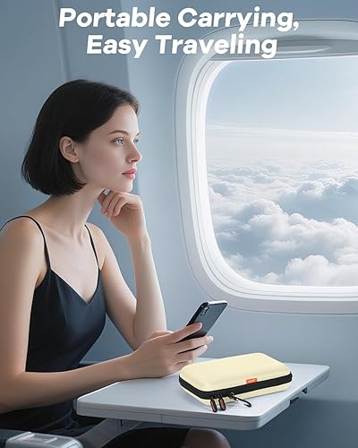 Miniatura 4 de Funda rígida beige para organizador de accesorios electrónicos, funda de transporte rígida a prueba de golpes para banco de energía, disco duro