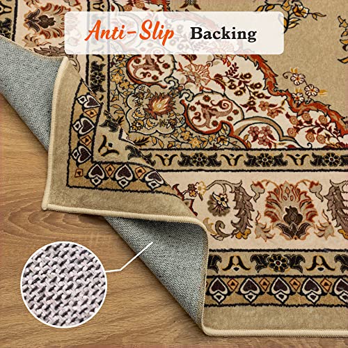 Rugland Area Rug 5X7 - Non-Slip Medallion Oriental Washable Rug, Stain Resistant Traditional Persian Rugs For Living Room(5'X7', Beige) #TOP6