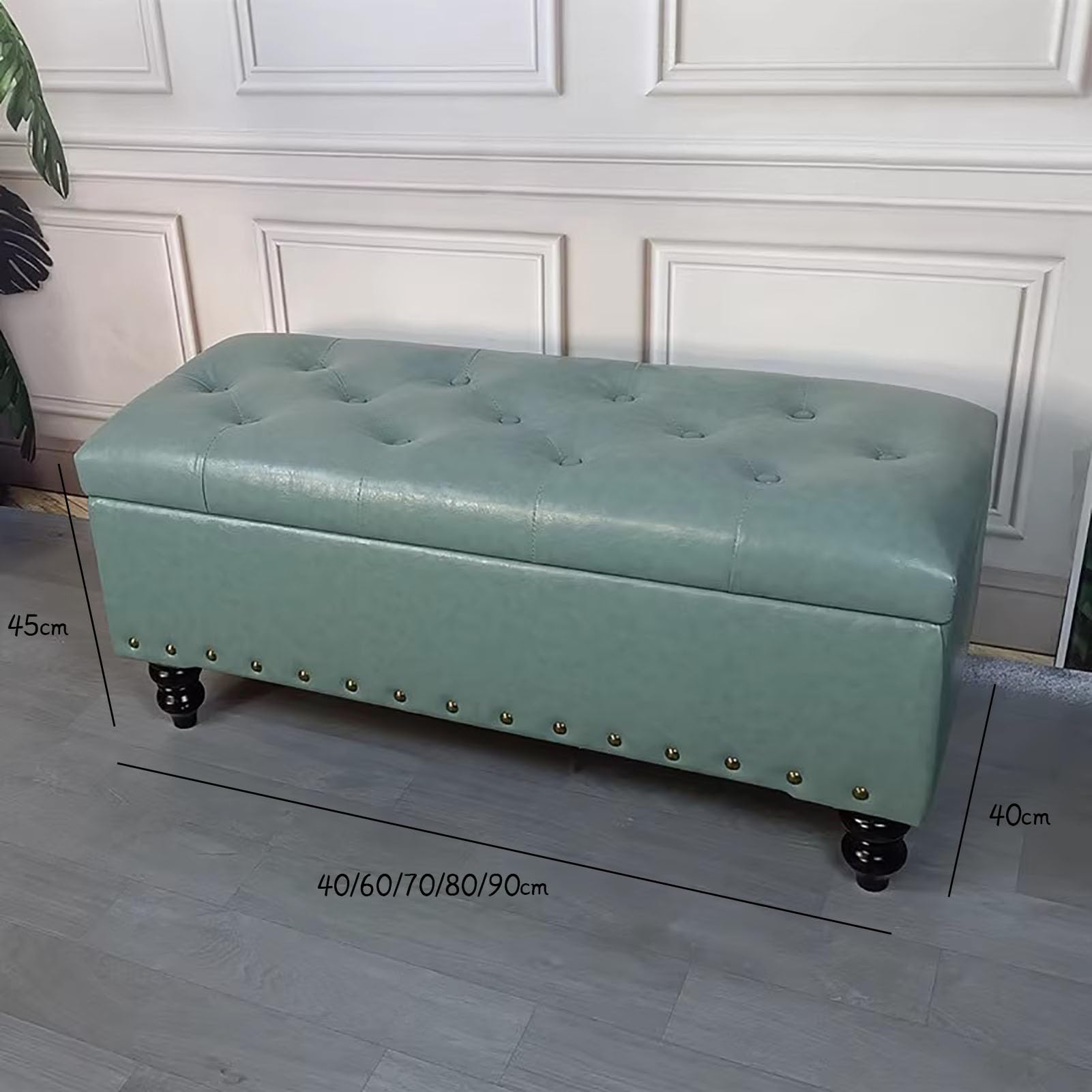 RecularBench Sto - Baúl de piel sintética con tapa reversible, reposapiés para dormitorio, 60 x 40 x 45 cm, Slish Home Sto Solut
