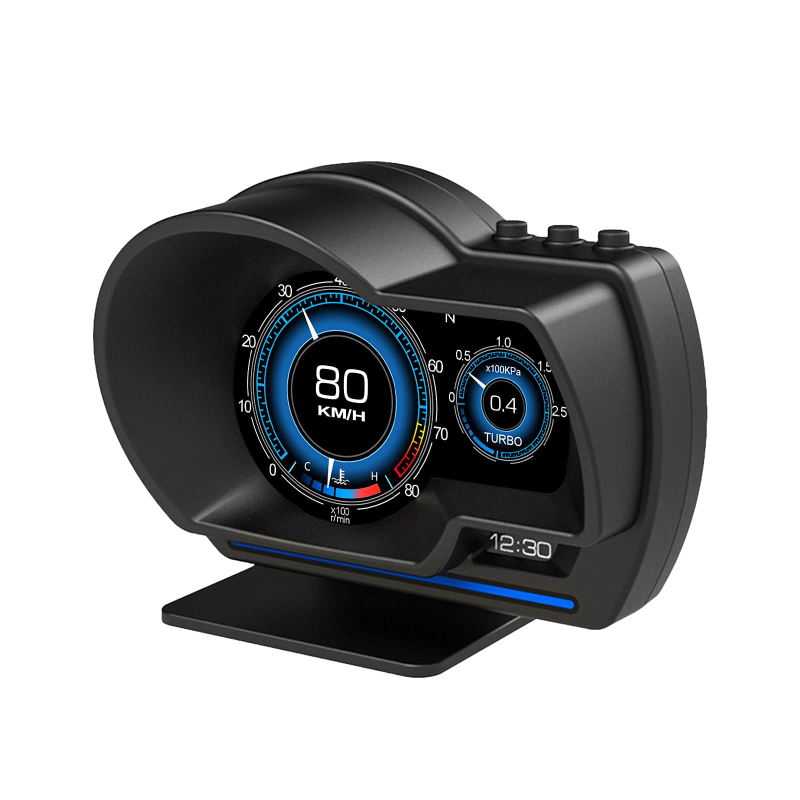 Dyno Racing OBD2 Gauge,OBD+GPS HUD Digital Display Gauge 10 Kinds Display Interface,Speedmeter & RPM,Water Temperature,Voltage,Turbo Pressure,Driving Mileage, Manual Adjusted Alarm Flashing-image-35