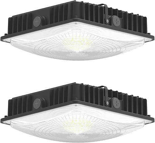 Paquete de 2 lámparas LED para toldo, reemplazo HIDHPS de 45 W, 5850 lúmenes, 9.5 x 9.5 pulgadas, luz LED para tienda, 5700 K, AC100-277 V,