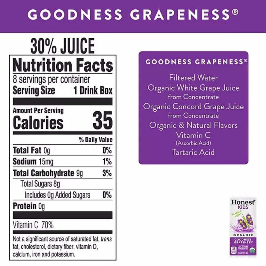 Honest Kid Assorted Organic Juice Drink Variety Pack, 6 Fl Oz, (Pack of 38)