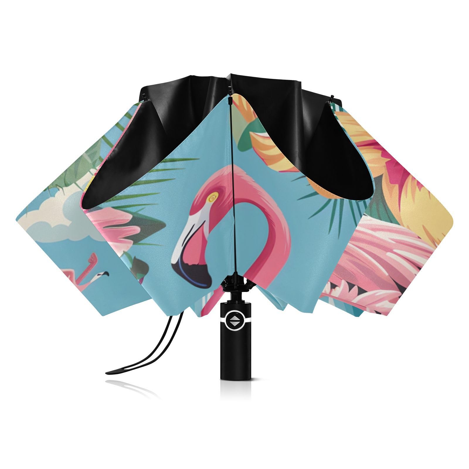 MUKJHOI Travel Umbrella – 46" Windproof, Easy Auto Open Close, Compact Umbrella for Wind and Rain, Portable, Heavy Duty, UV Protection Strong