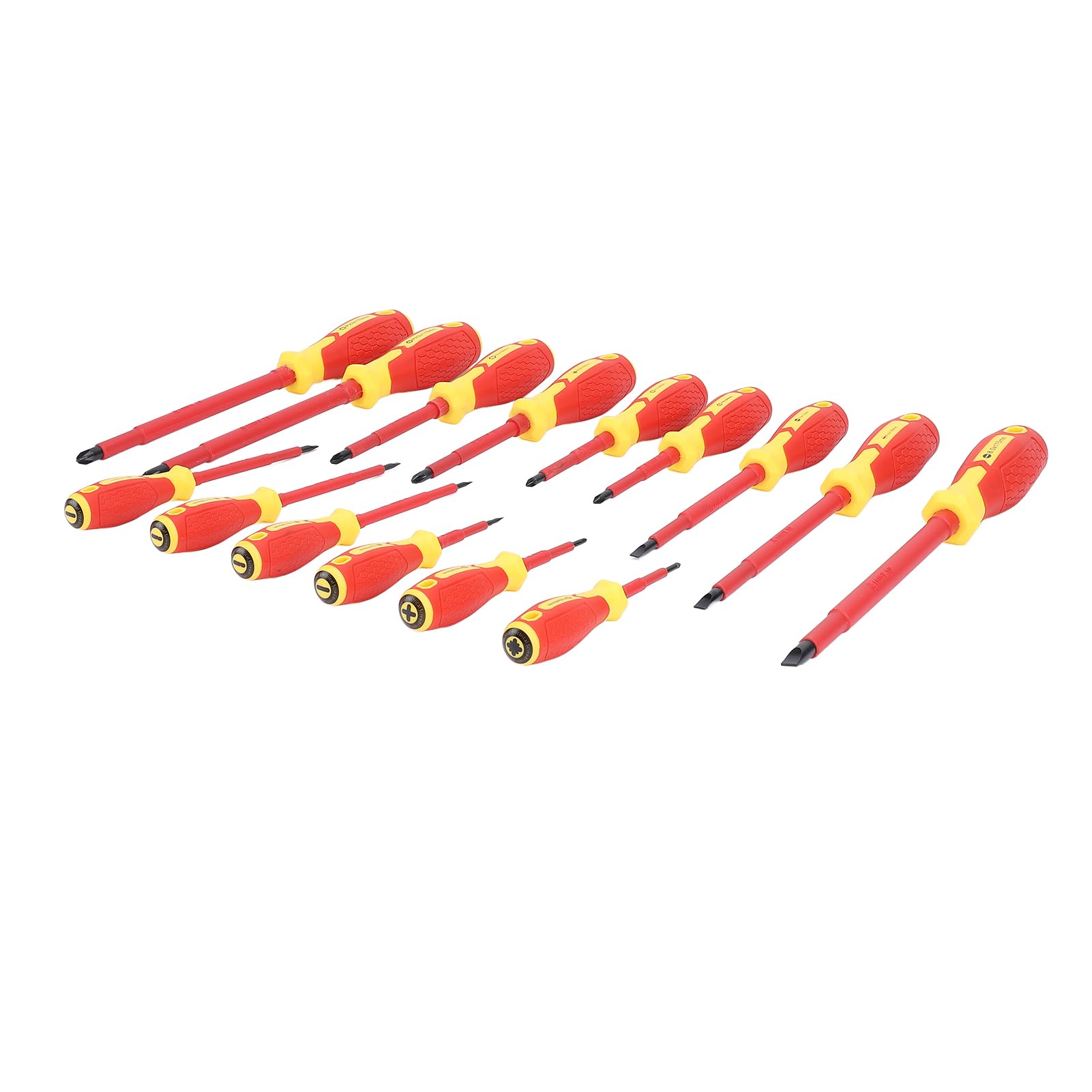 Juego de destornilladores aislados para electricistas de 15 piezas y 1000 V, kit profesional de destornilladores eléctricos de cromo-vanadio con empuñadura ergonómica acolchada par