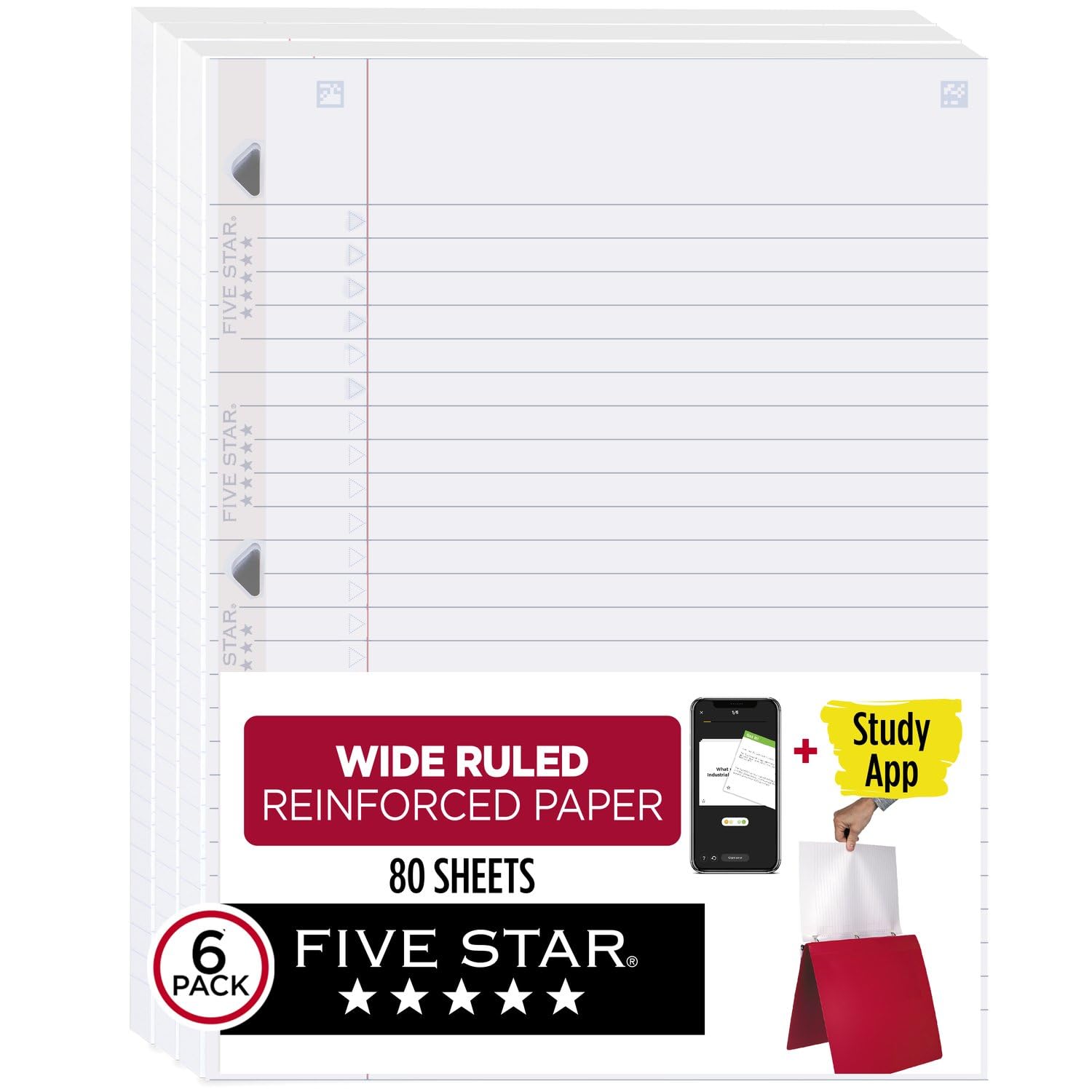 Amazon.com : Five Star Loose Leaf Paper + Study App, 3 Pack