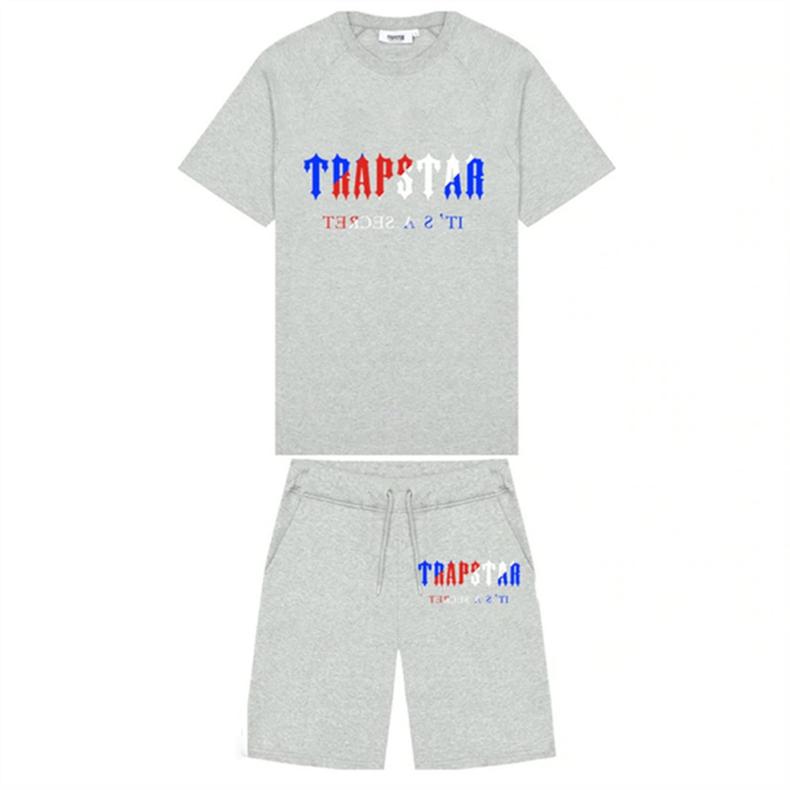 YOUPOYOUPO Trapstar Letters Printed Casual Sportswear Suit, Men and Women T-Shirt + Shorts + Hat 3 Piece, Loose Jogging Short Sleeve Tracksuits (Color : A2, Size : Medium)