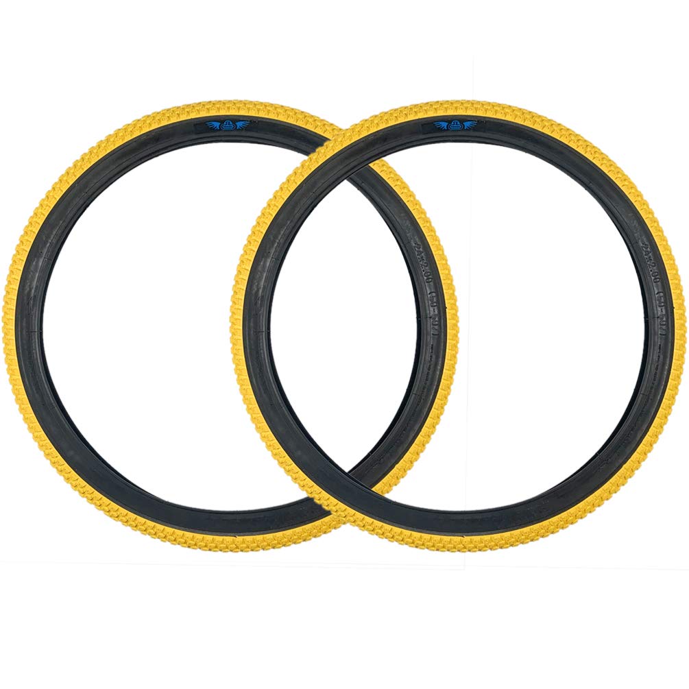 SE Bikes Cub 24 x 2.0 BMX Replacement OEM Dirt All Terrain Street Wire Bead Two Bike Tire Pair (Yellow)