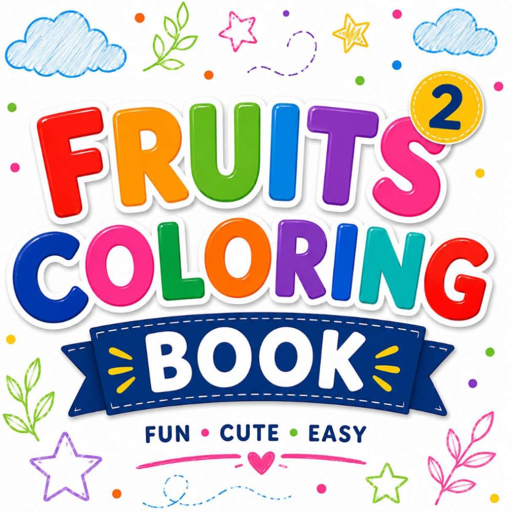 Fruits Coloring Book - 2: Fun and Easy Fruit Coloring Pages (Fun and Easy Coloring Pages for Kids to Learn Animals, Fruits and Vegetables)
