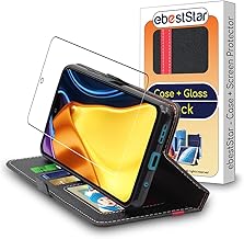 ebestStar - Case for Xiaomi Poco M3 Pro 5G, Redmi Note 10 5G, Book Layer Case, Protective Wallet, PU Leather Card Holder, Black/Red + Tempered Glass