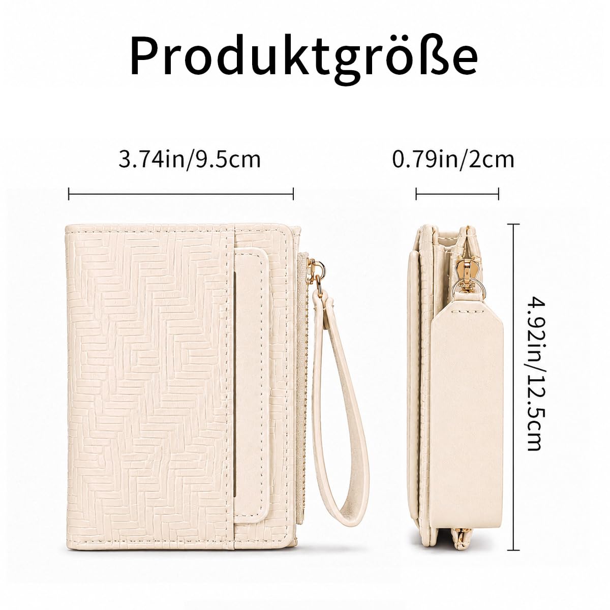 GOIACII Mini portafoglio da donna con motivo intrecciato retrò, portamonete con molti scomparti per carte di credito e scomparto con cerniera per monete, A01 beige., S, Rétro