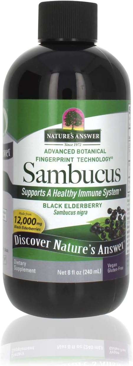 Nature's Answer Sambucus Black Elder Berry Extract Syrup in Plastic Bottle Alcohol-Free 8-Fluid Ounces | Daily Immune Support | Packed with Antioxidants | Family Friendly | Flue Season Defender