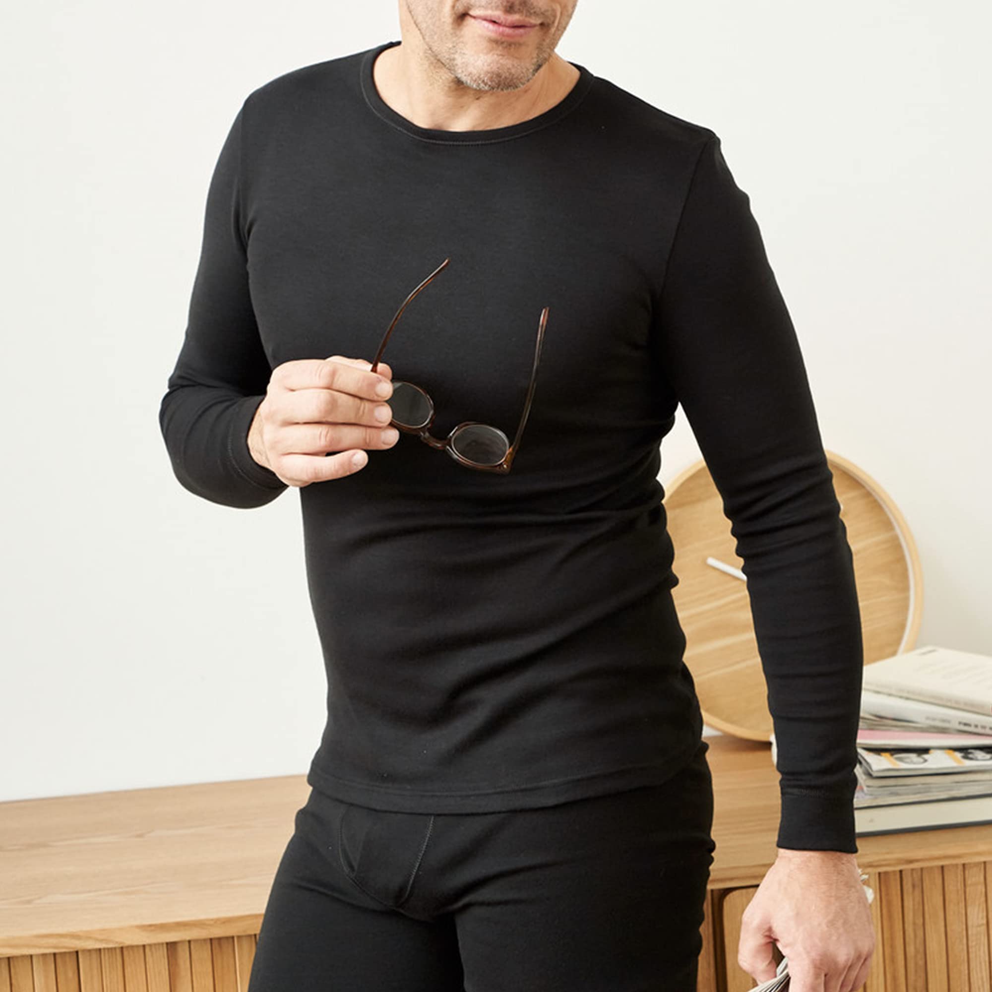 Damart - T-shirt pour Homme Col Rond, Manches Longues - Certifié OEKO-TEX - Maille Interlock Thermolactyl - Degré de Chaleur 3