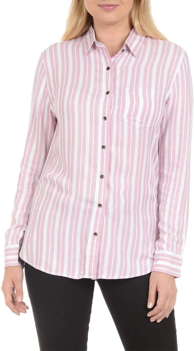 Jachs GirlfriendLadies' Button Down Shirt (Pink Stripe, L)