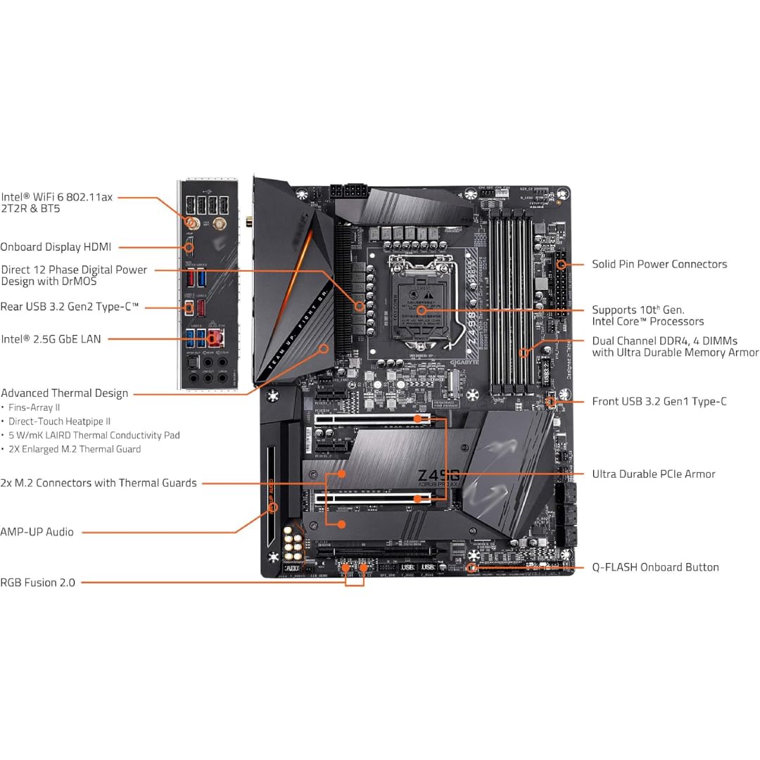 Placa-Mãe ATX LGA1200 Z490 AORUS PRO AX, DDR4, Wi-Fi 6, 2.5G LAN