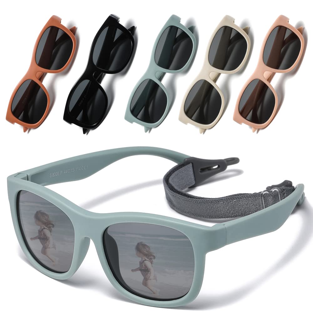 Musivon Gafas de Sol Niño 6 meses - 3 años, niño y niña Polarizadas gafas de sol bebe, marco flexible para vacaciones en la playa