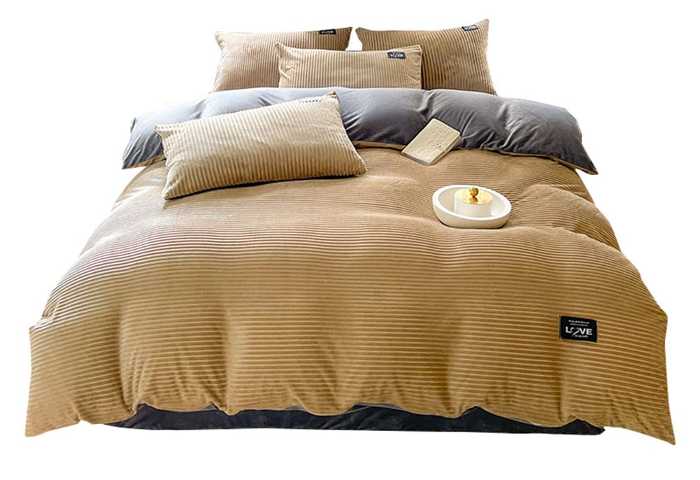 Parure de lit 4 pièces velours housse de couette couvre-lit taies 1.8m