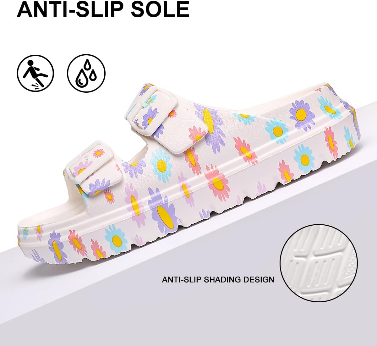 Pillow Sandals for Women Tie-dye EVA Platform Slides with Adjustable Double Buckle and Arch Support for All-Day Comfort - Image 5