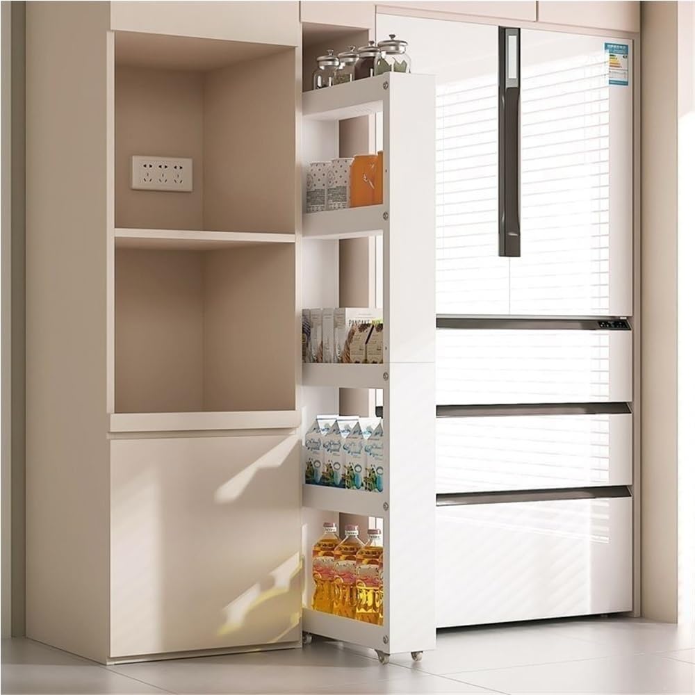 Carrelli portaoggetti Ripiani Multistrato dispensa Stretta per la casa Carrello Mobile Minimalista e Sottile scaffalature Metalliche Cucina Bagno Soggiorno(Grigio 68 cm-26 8 pollic