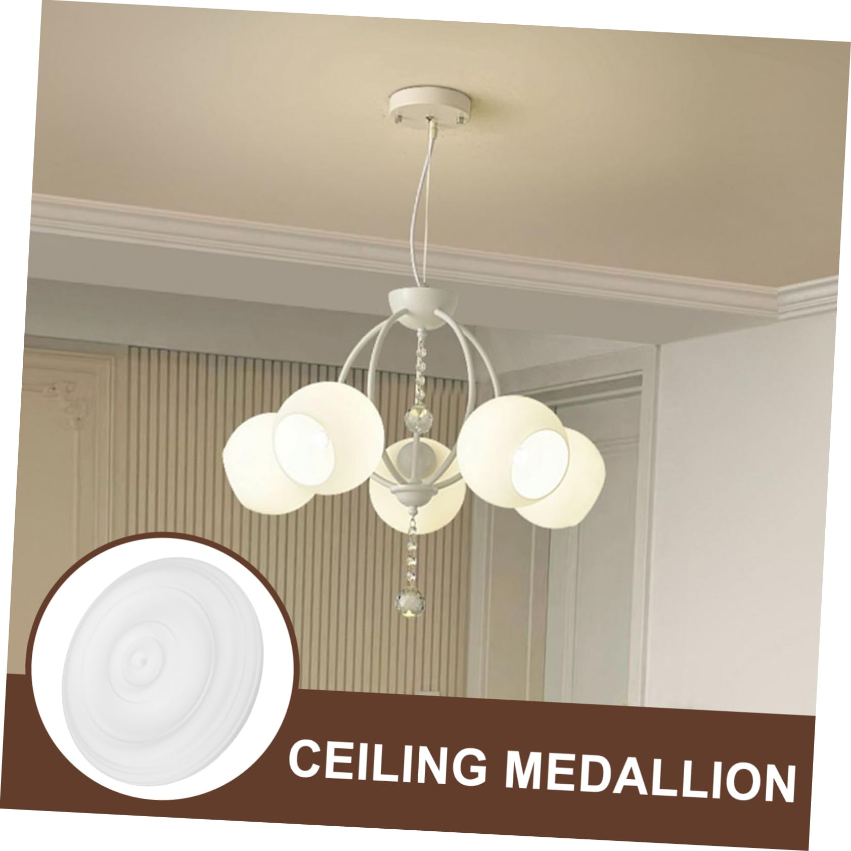 POPETPOP Copri Lampada Facile da Installare in Pu Bianco Soffitto Medaglione da Soffitto Design Moderno Elegante Decorativo