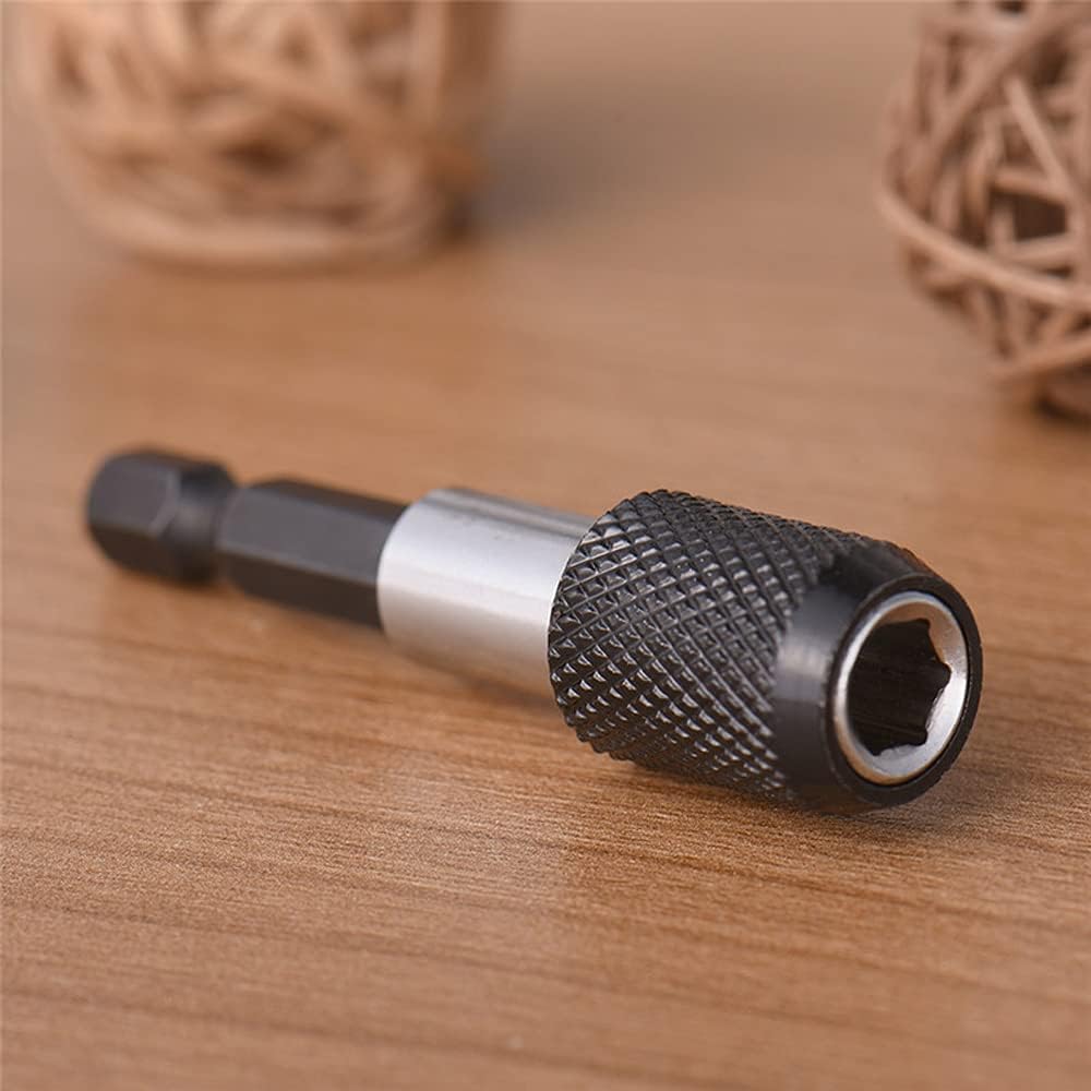 1/4" (6.35mm) Hex Shank Bit, Hex Drill Holder Screw Screwdriver Bit, Drill Bit Extension Quick Release Screwdriver Nut Drill Bit Holder Extension with Locking Mechanism, 60mm Length